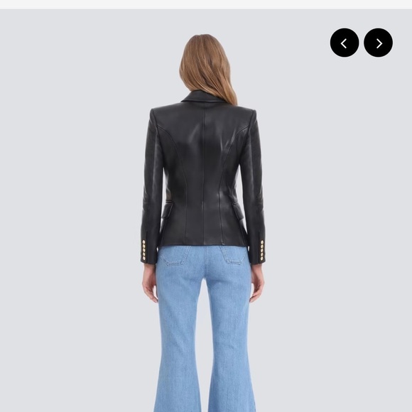 Double-breasted leather blazer - Picture 5 of 15